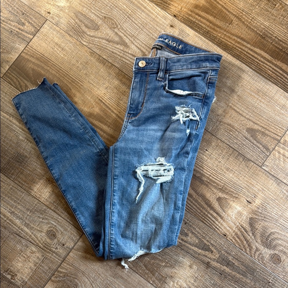 Women's  AE Distressed Blue Jeans